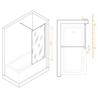 Шторка на ванну RGW SC-050B 351105007-14 70см чёрный